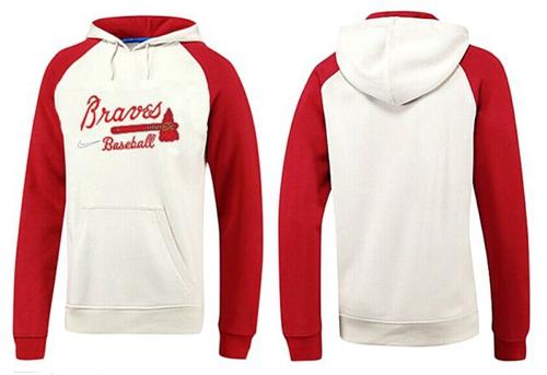 Atlanta Braves Pullover Hoodie White & Red - Click Image to Close